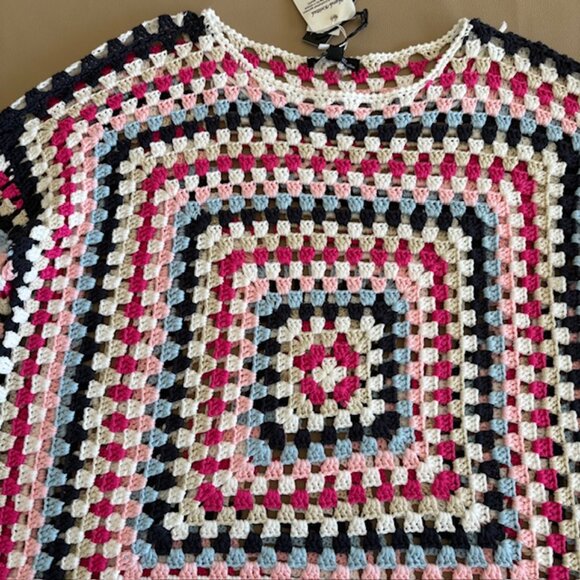 Charlie B Granny Square XL Long Sleeve Hand Crochet Knit Sweater NWT - Picture 3 of 11